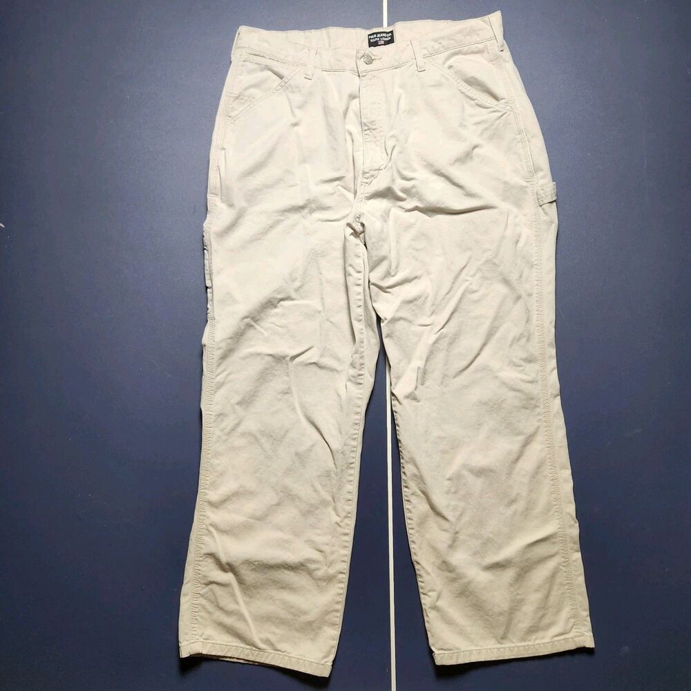 Ralph Lauren Polo Jeans Co. Mens 36x29 Cream Painter Pants Y2K Vtg 100% Cotton